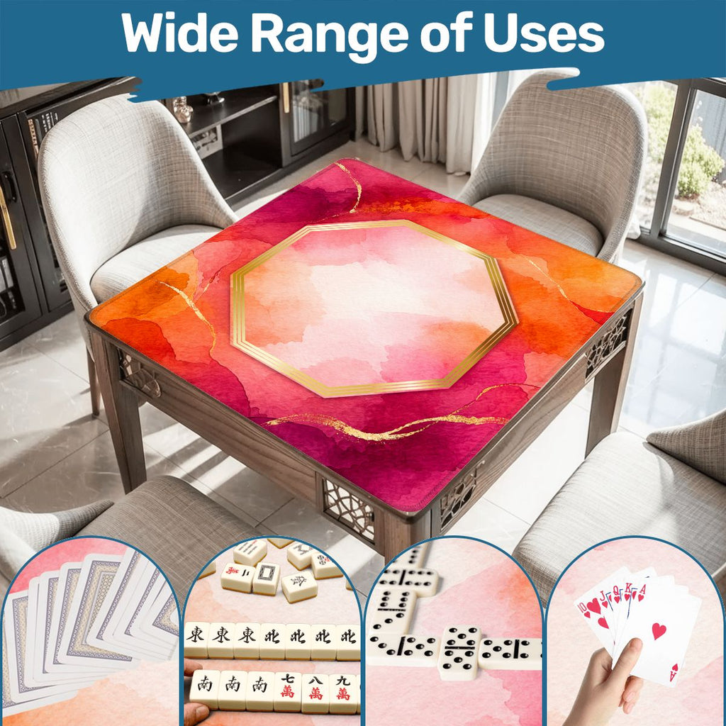 Bejeweled Watercolor, Fuchsia, Orange And Gold Flecked Mahjong Mat
