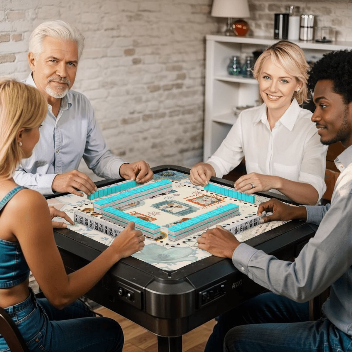 Who Let The Dogs Out Whimsical Dog Mahjong Mat