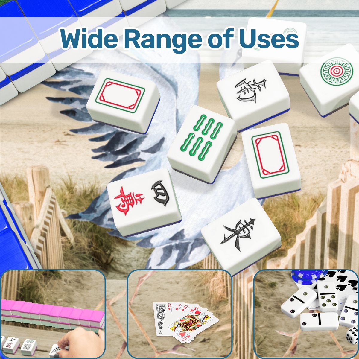Heron Harbor Mahjong Mat, Beachy Vibe Heron Mahj Mat