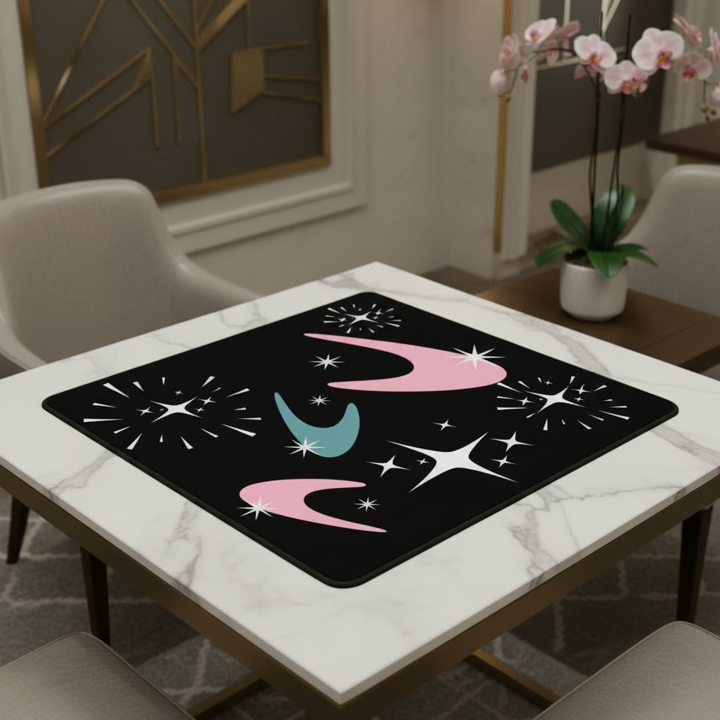 Sky Rockets In Flight Black Modern Mahjong Mat 33"x33