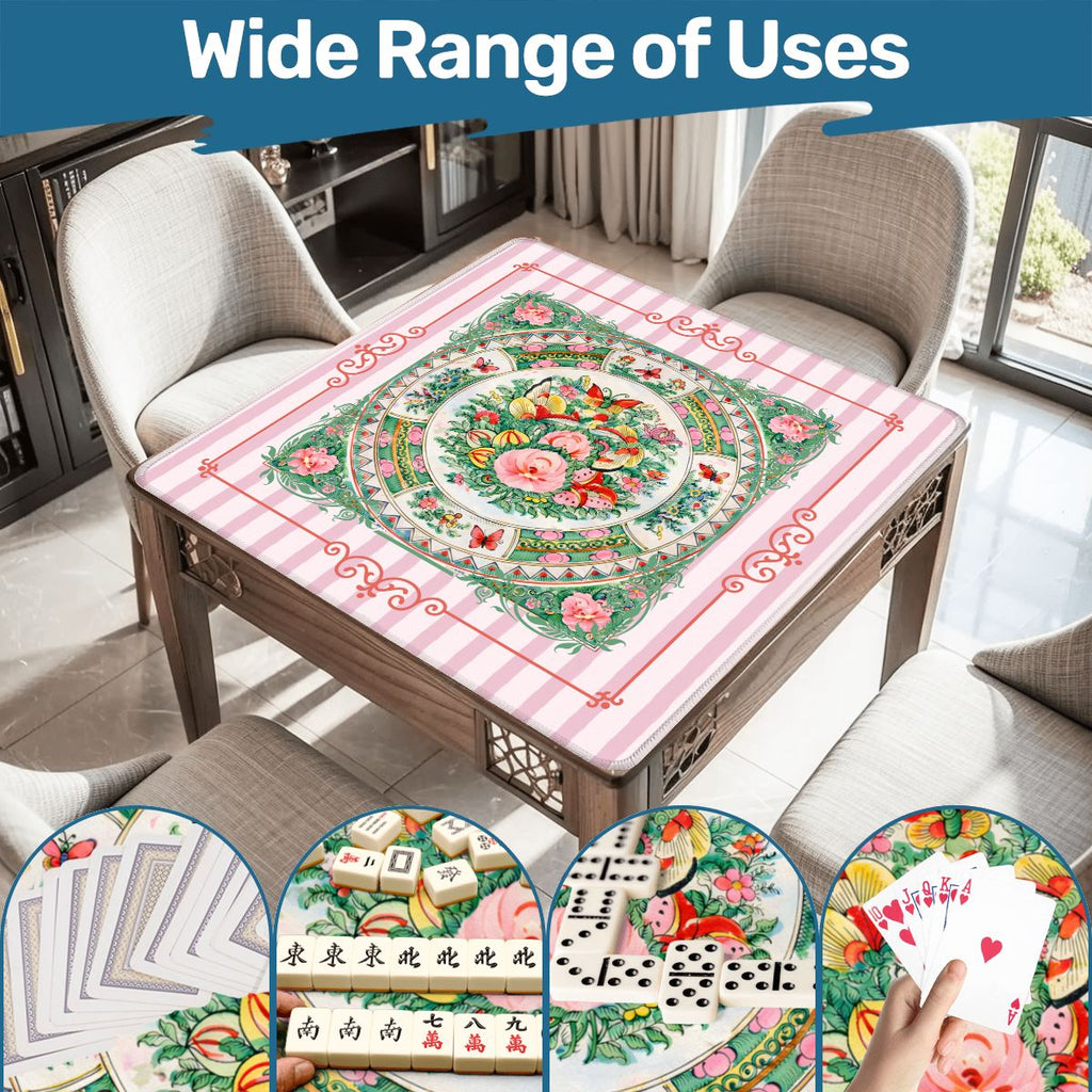 Vintage Chinese Rose Canton Chinoiserie Mahjong Mat