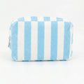 Striped Terry Cloth Cosmetic Pouch Bag in Blue