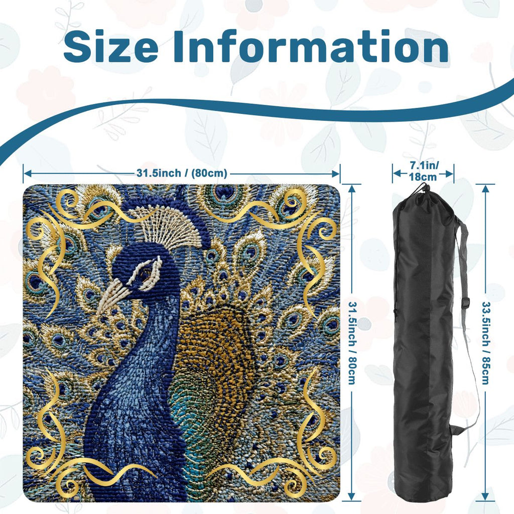 Floral Elegant Peacock Faux Needlepoint Mahjong Mat