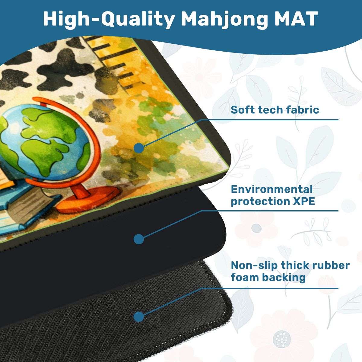 Lucky Schoolhouse Teacher Mahjong Mat, Watercolor Designed With Whimsy