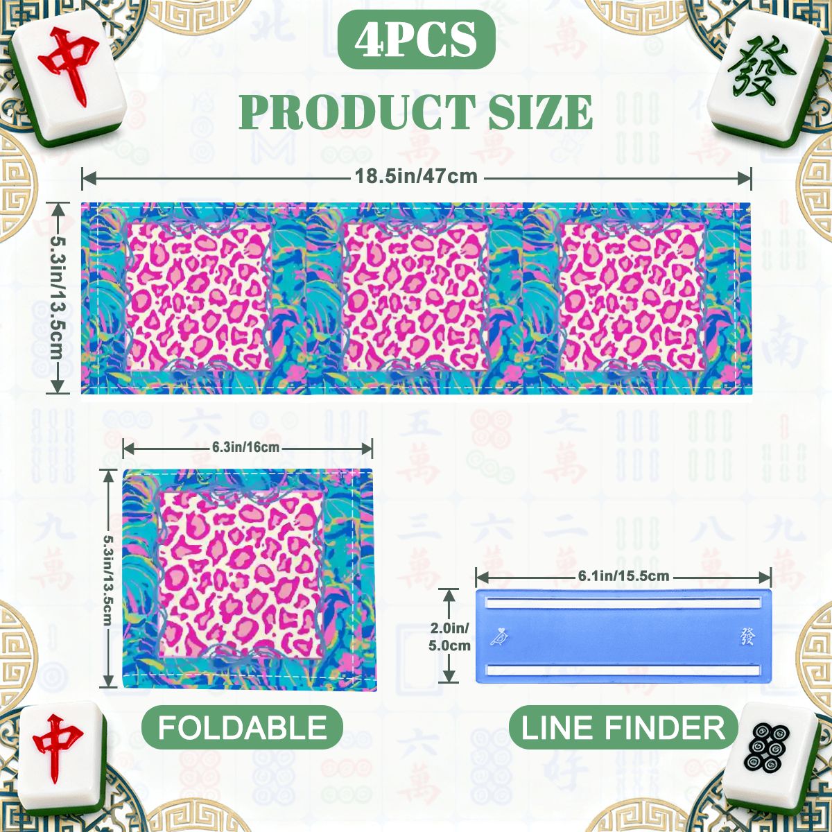 Preppy Pastel Garden Club Wild Thing 4 Mahjong Card Holder with Line Finder