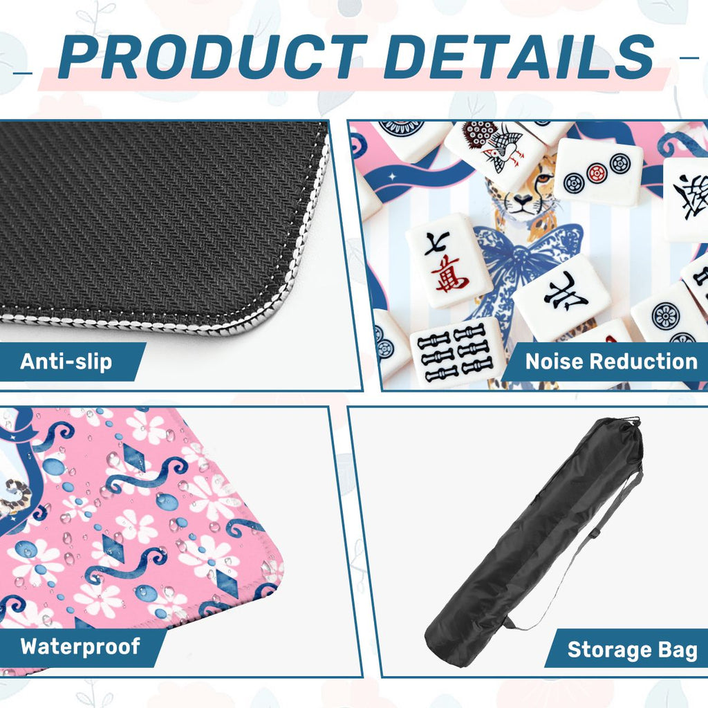 Charleston Cheetah Preppy Pink Floral Mahjong Mat