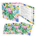 Floral Chinoiserie Designed 4 Mahjong Card Holder with Line Finder
