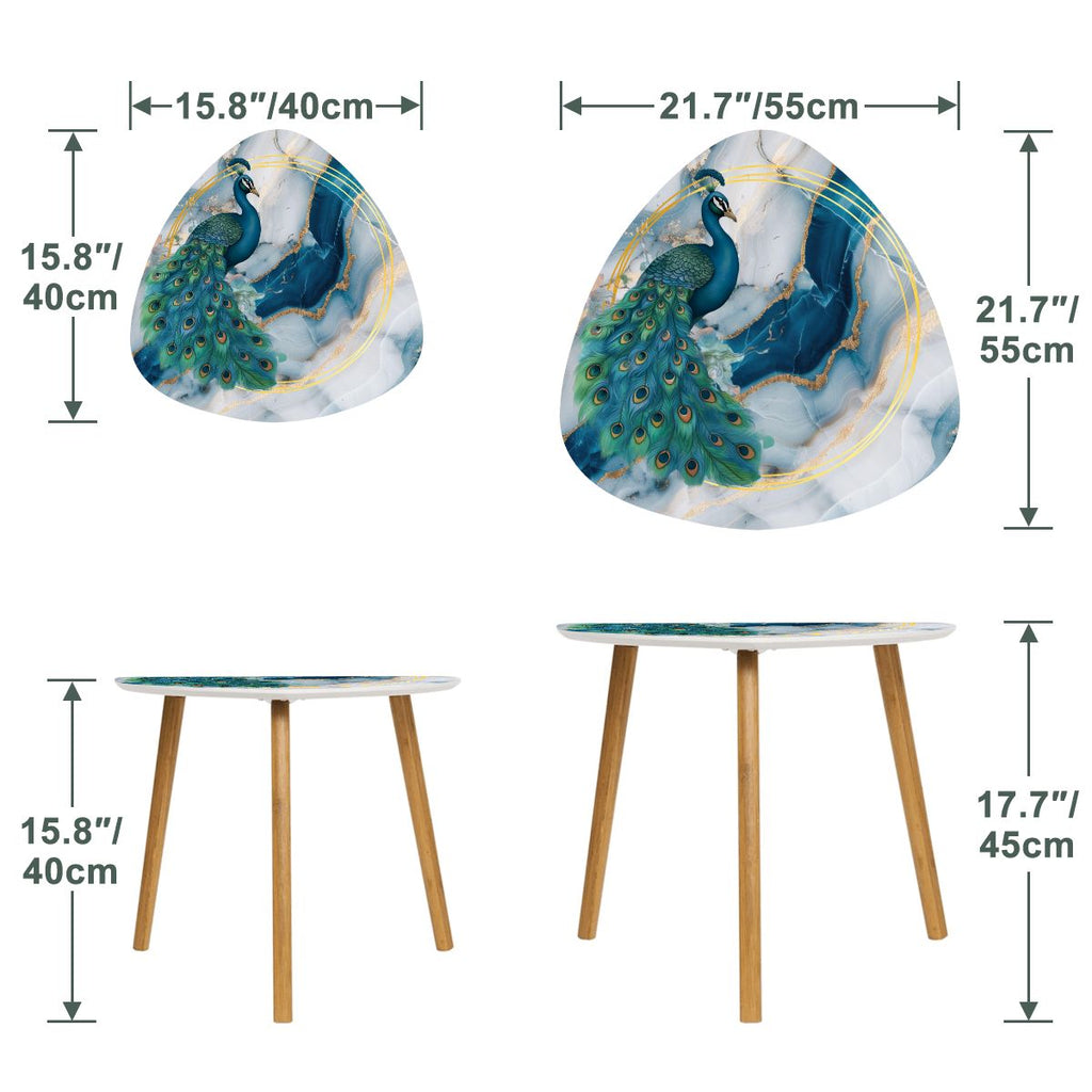 Elegant Peacock Blue Lagoon Modern Nesting Tables Set of 2
