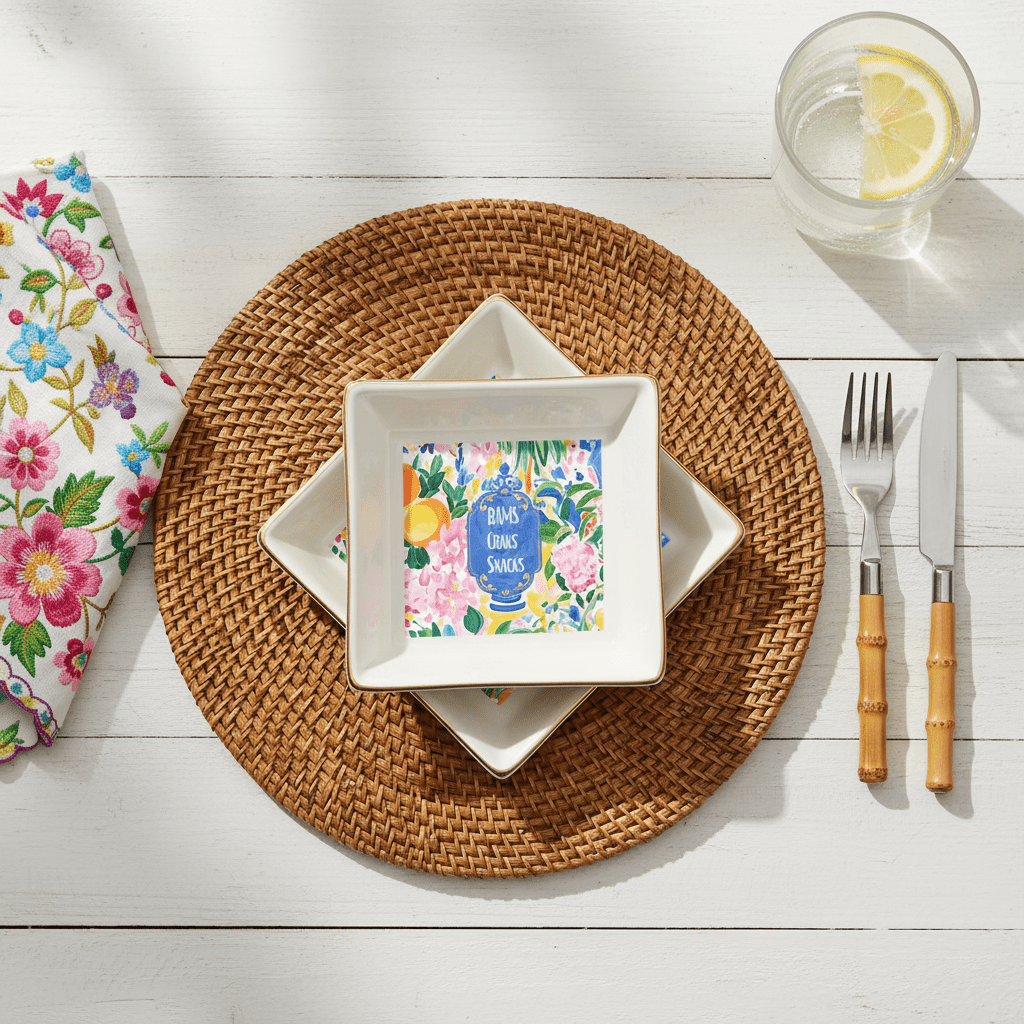 Mahjong Snack Table, Dessert, Appetizer Mahj Lover Hostess Tabletop Plates