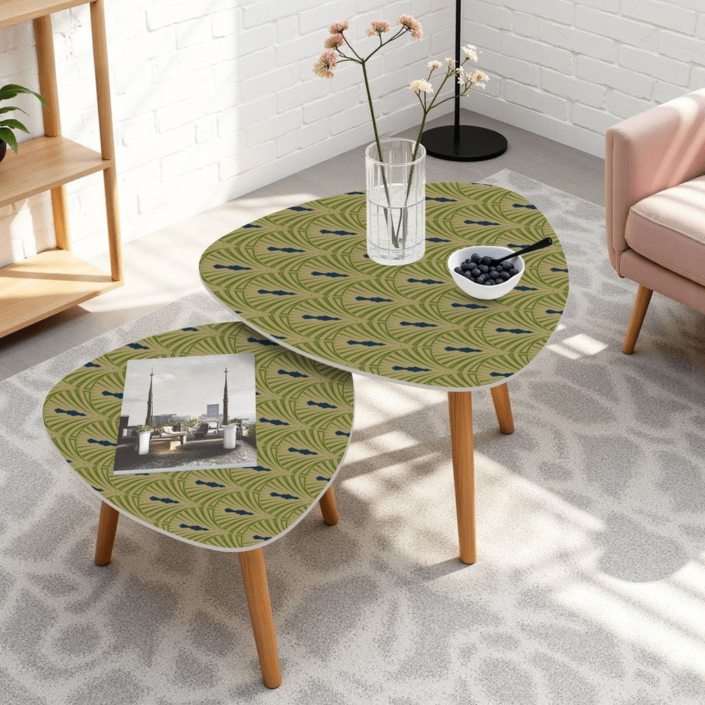 Art Deco Modern Nesting Tables, Army Green Navy Blue Designed