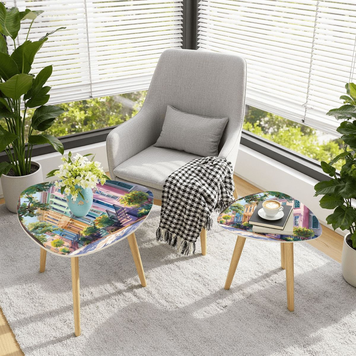Charleston South Carolina Rainbow Row Modern Nesting Tables
