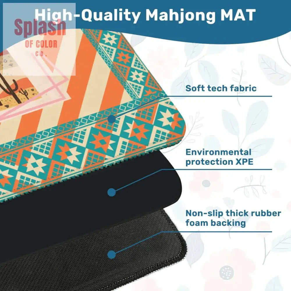 Arizona Southwest Whimsical Orange, Teal, Splash Of Pink State Mahjong Mat