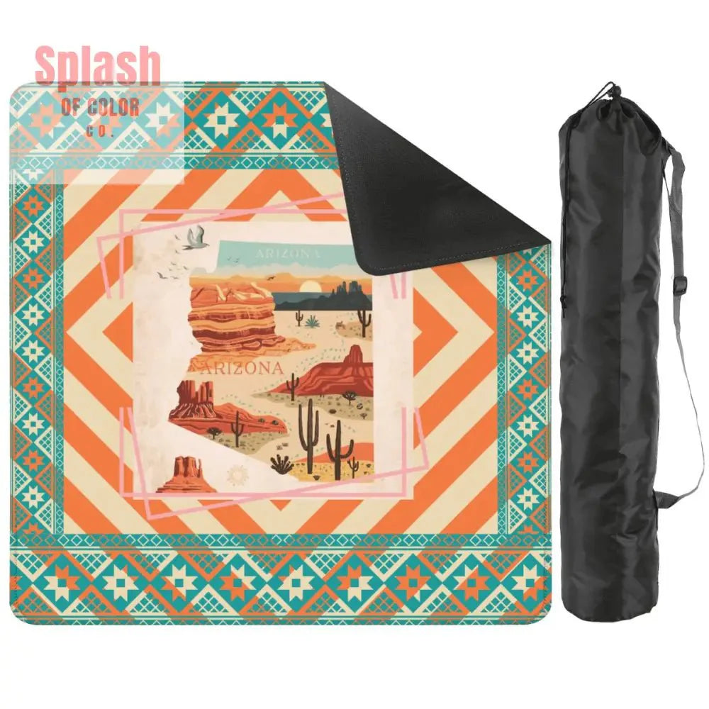 Arizona Southwest Whimsical Orange, Teal, Splash Of Pink State Mahjong Mat