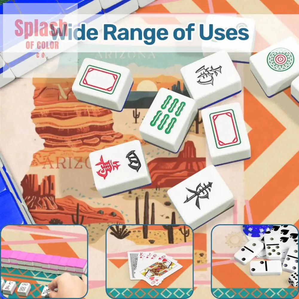 Arizona Southwest Whimsical Orange, Teal, Splash Of Pink State Mahjong Mat