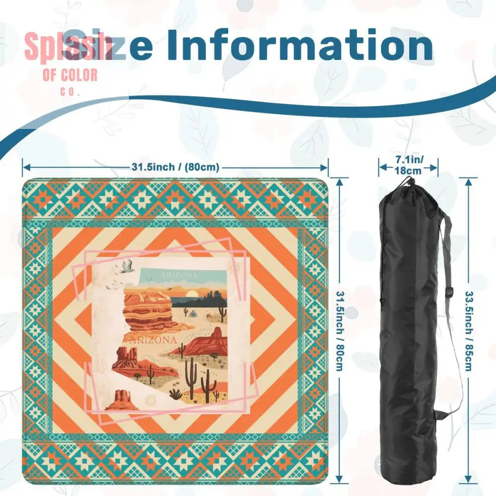 Arizona Southwest Whimsical Orange, Teal, Splash Of Pink State Mahjong Mat