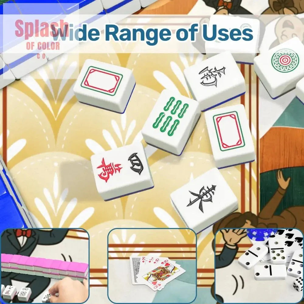 Art Deco Mahjong Mat With Whimsical Playful Couples