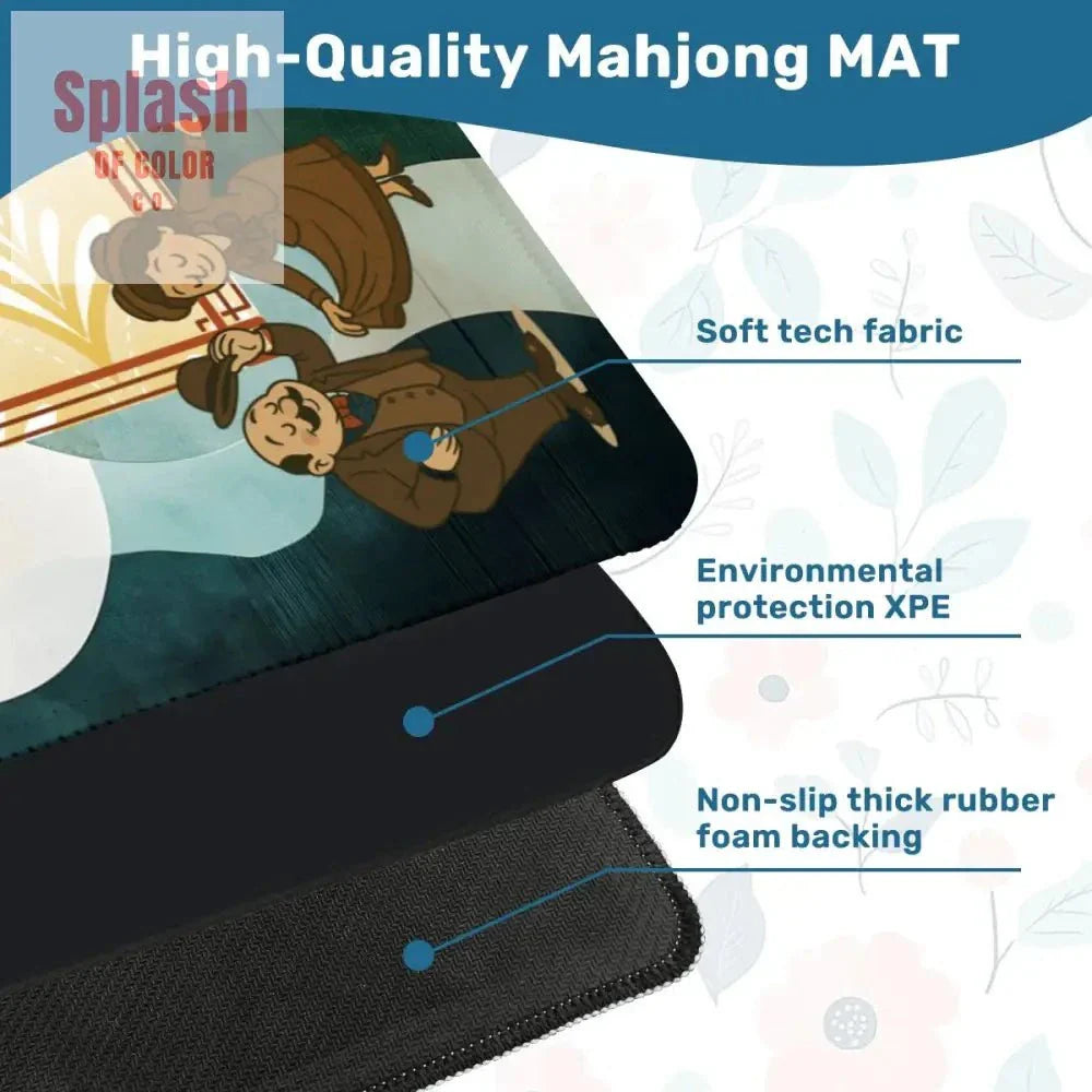 Art Deco Mahjong Mat With Whimsical Playful Couples