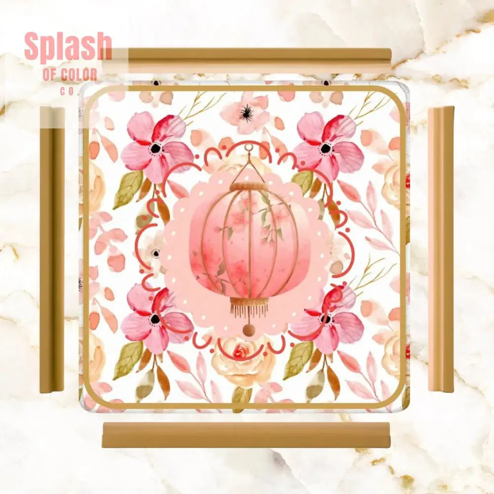 Asian Chinese Blossom, Watercolor Floral Pretty Mahjong Mat