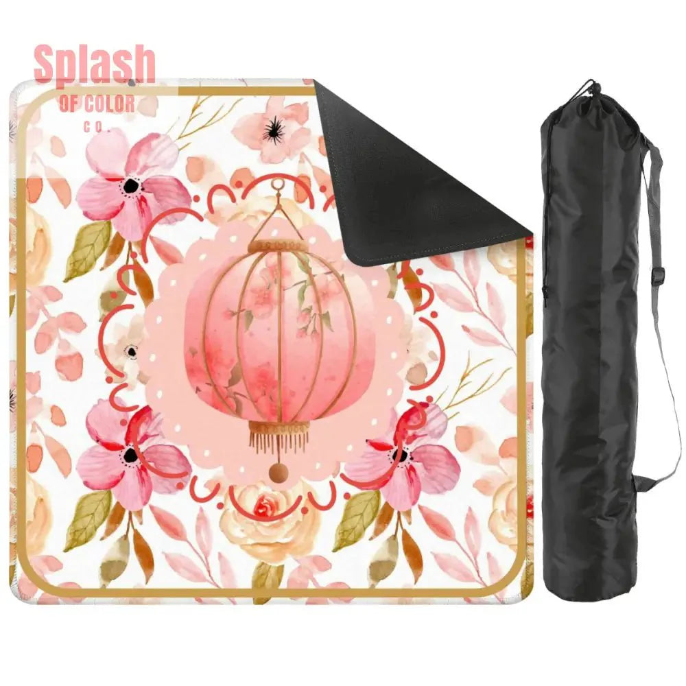 Asian Chinese Blossom, Watercolor Floral Pretty Mahjong Mat