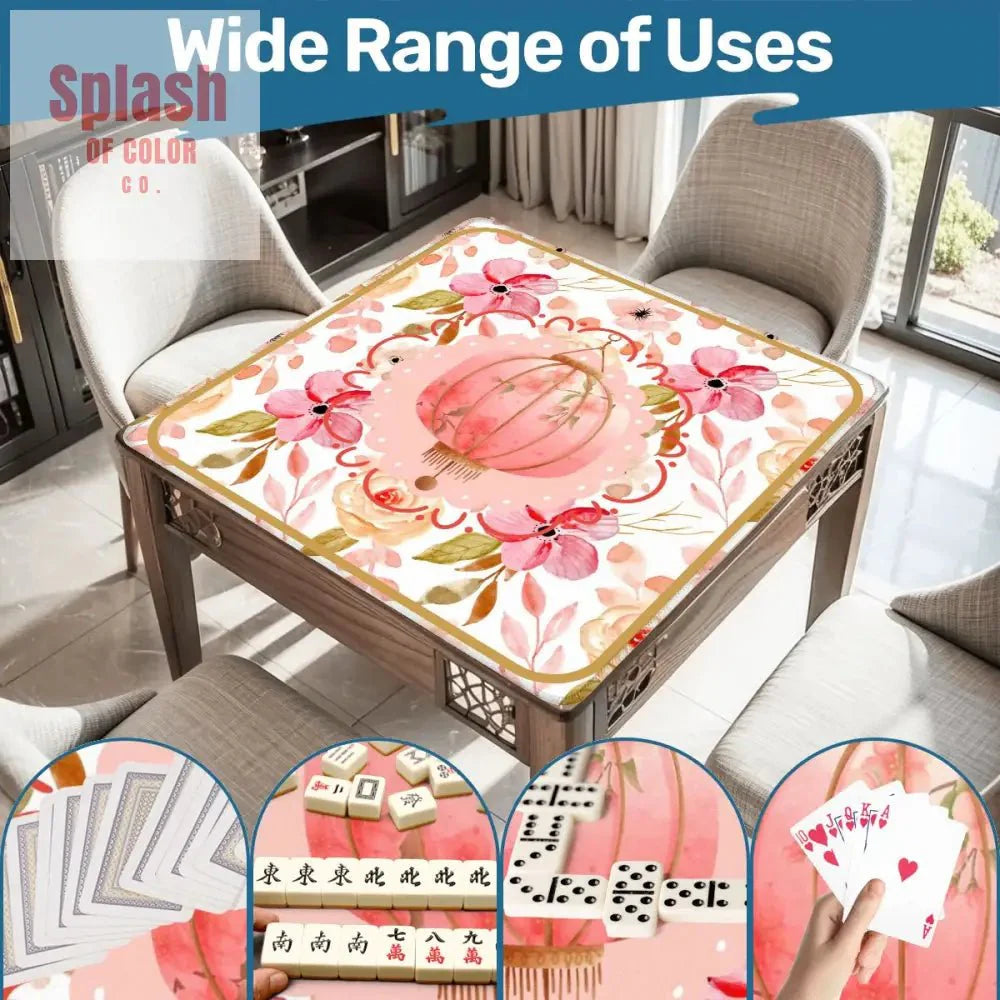 Asian Chinese Blossom, Watercolor Floral Pretty Mahjong Mat