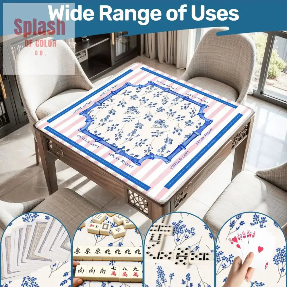 Asian Floral Mahjong Mat Learning Mat With Instructions Preppy Pink Striped