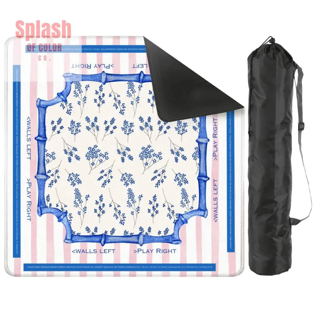 Asian Floral Mahjong Mat Learning Mat With Instructions Preppy Pink Striped