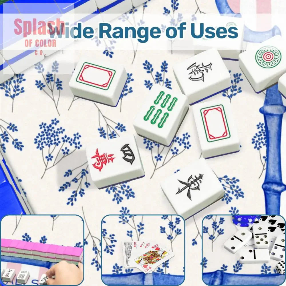 Asian Floral Mahjong Mat Learning Mat With Instructions Preppy Pink Striped