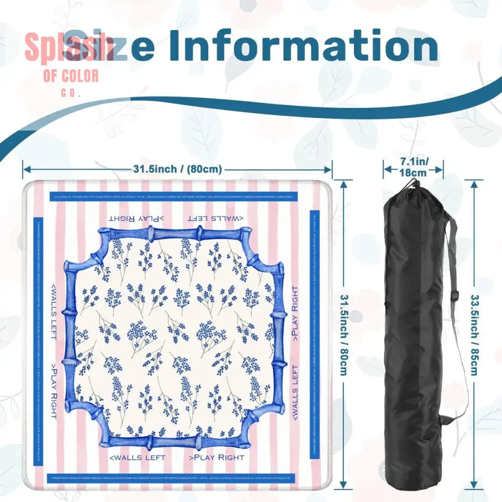 Asian Floral Mahjong Mat Learning Mat With Instructions Preppy Pink Striped