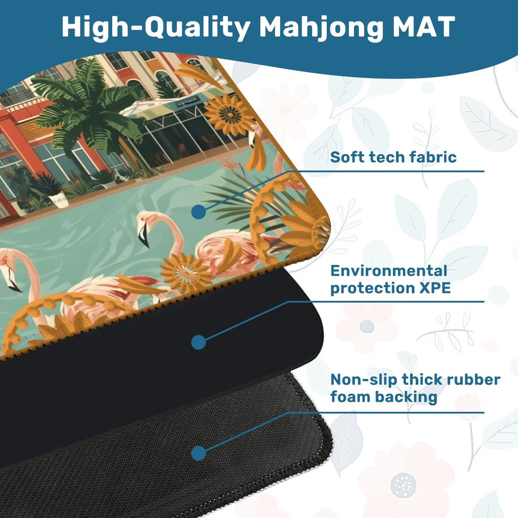 Art Deco Old World Florida Flamingo Row Mahjong Mat