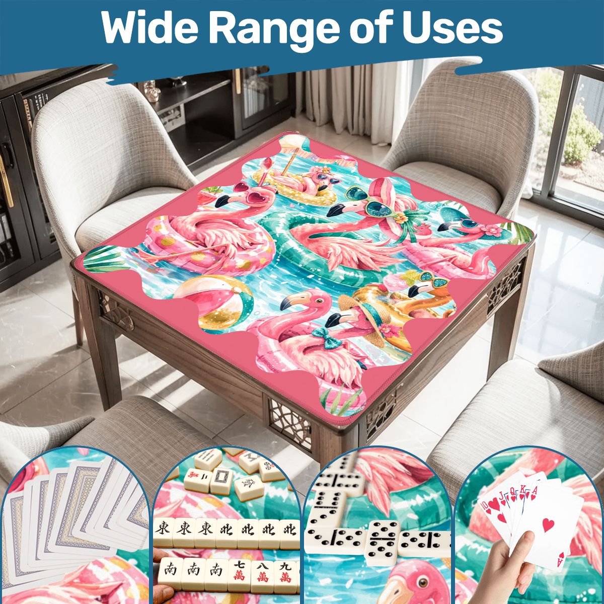 Flamingo Palm Party Mahjong Mat