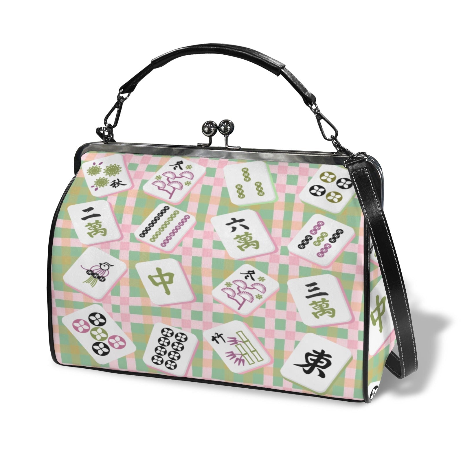 Mahjong Preppy Pastel Modern Kisslock Trendy Shoulder Bag Kisslock Crossbody Shoulder Bag