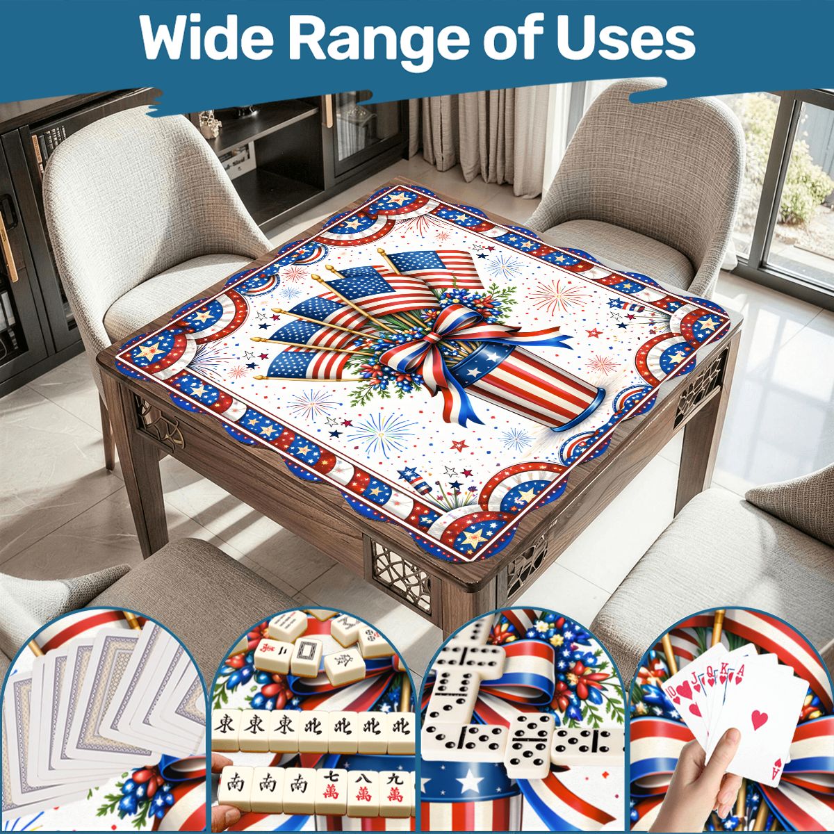 All American Pie USA Patriotic Scalloped Mahjong