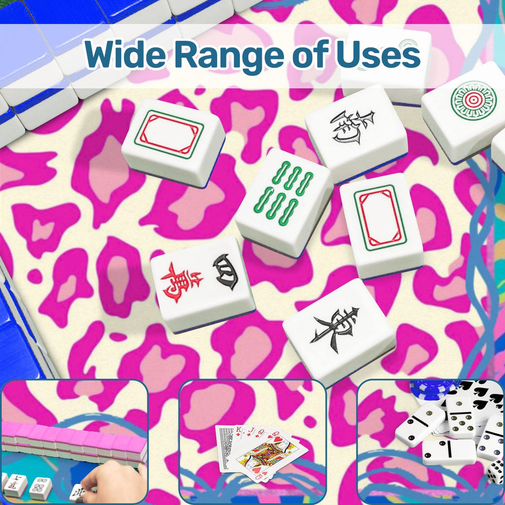 Preppy Pastel Animal Print Scalloped Mahjong Mat