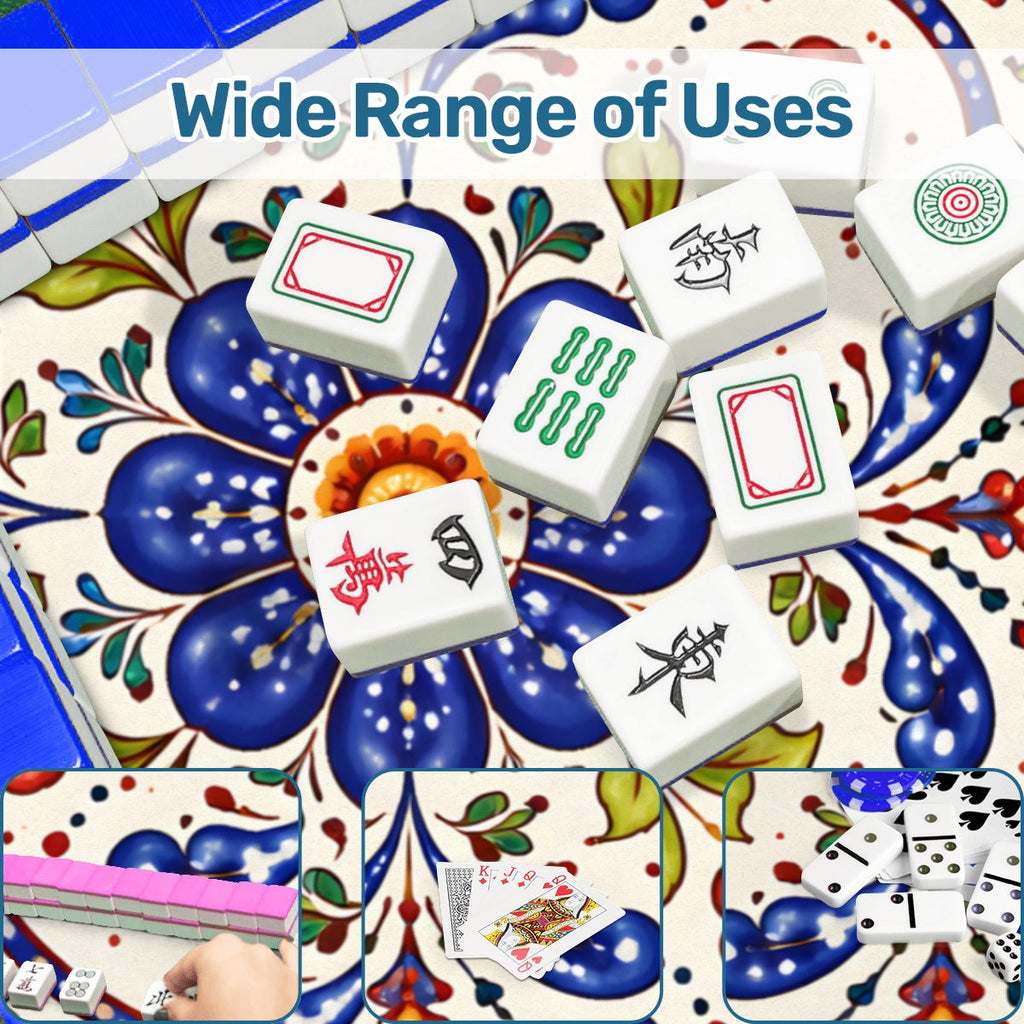 Polish Pottern Blue Porcelain Round Mahjong Mat