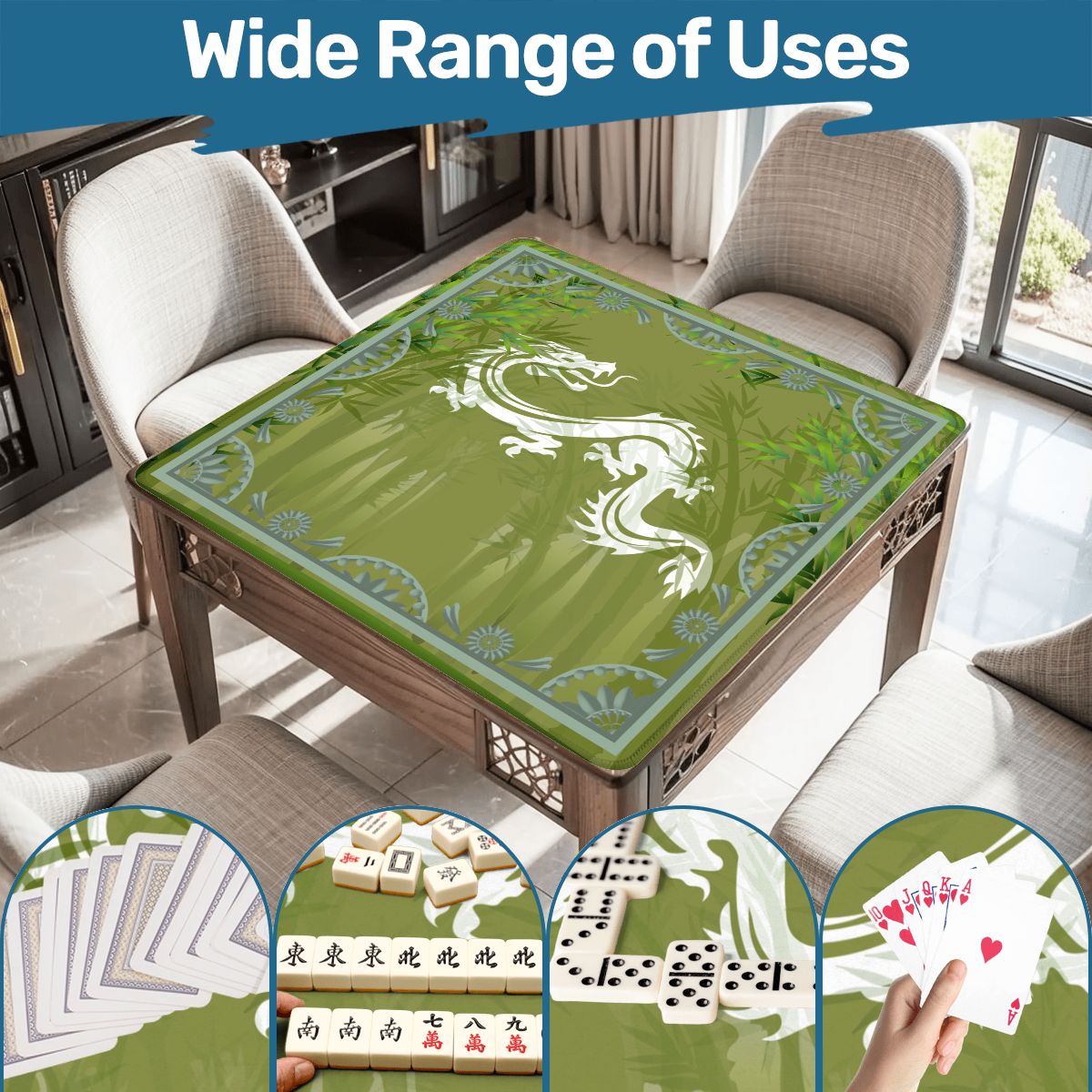 Eye Of The Dragon Bamboo Pattern Green Mahjong Mat