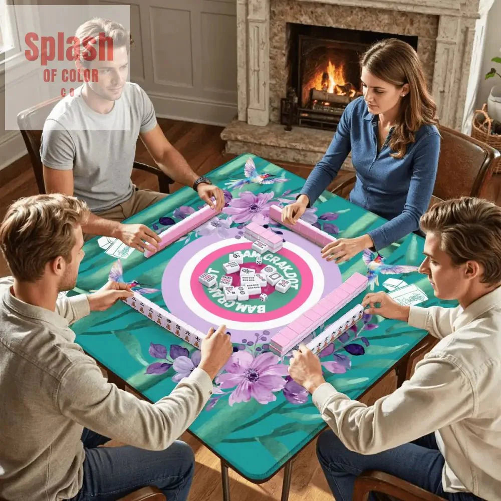 Bam Crak Dot Floral Bamboo Bird Mahjong Mat