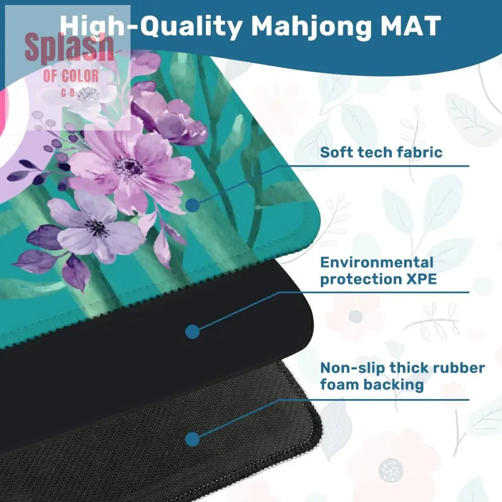 Bam Crak Dot Floral Bamboo Bird Mahjong Mat