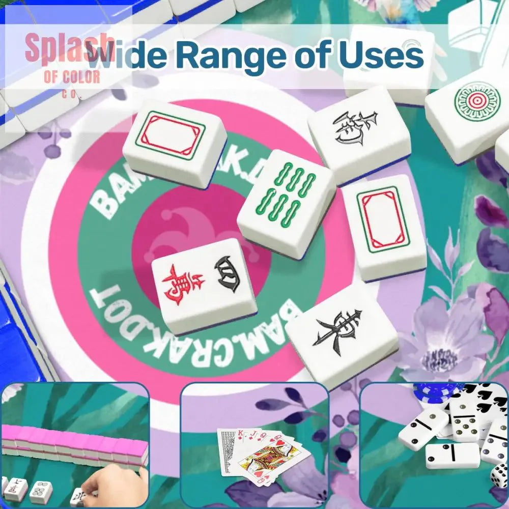 Bam Crak Dot Floral Bamboo Bird Mahjong Mat