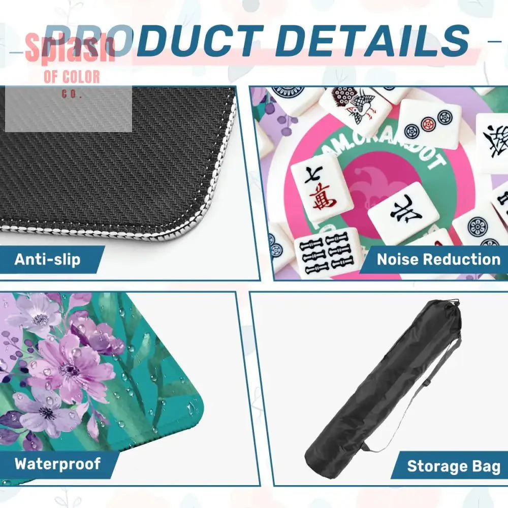 Bam Crak Dot Floral Bamboo Bird Mahjong Mat