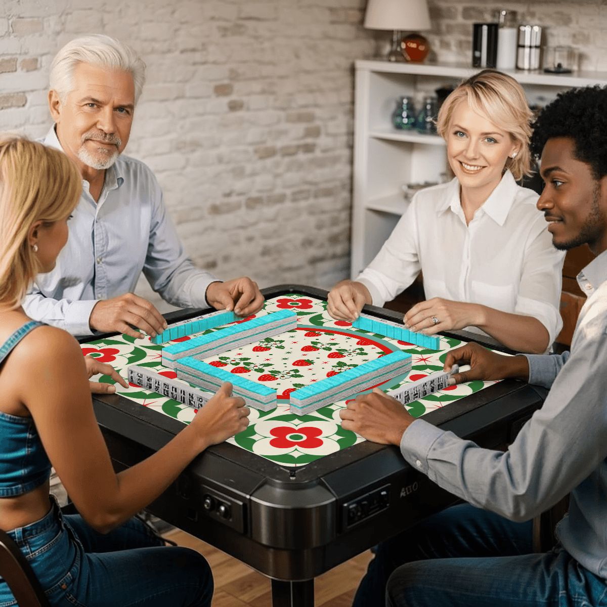 The Bloom-a-Rama Red And Green Mahjong Mat