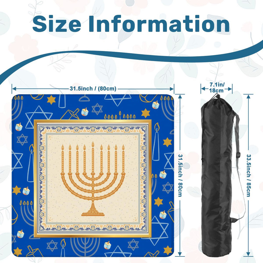 Hanukkah Mahjong Mat With Menorah And Dreidels