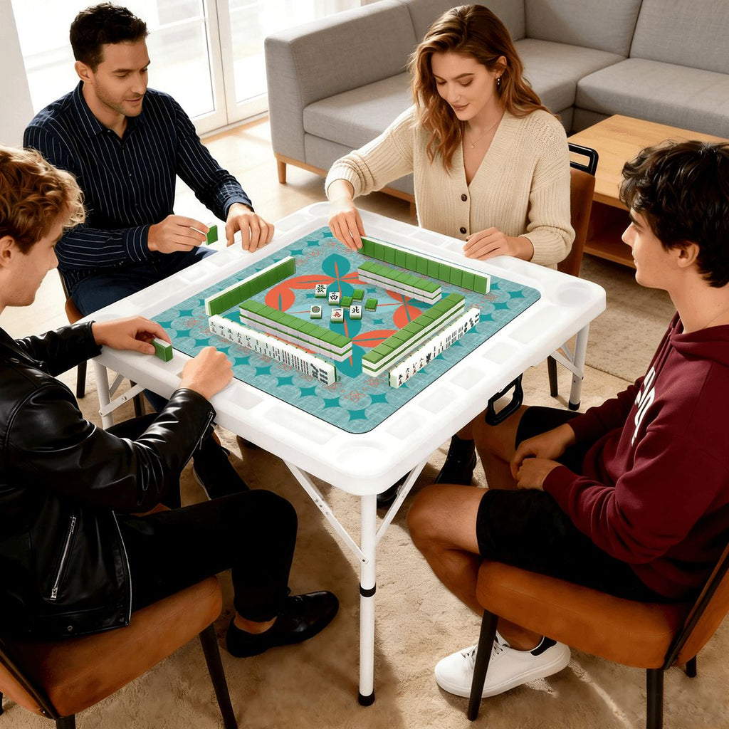 Modern Norwegian Flower Mini Mahj Mat And Foldable Mahjong Table