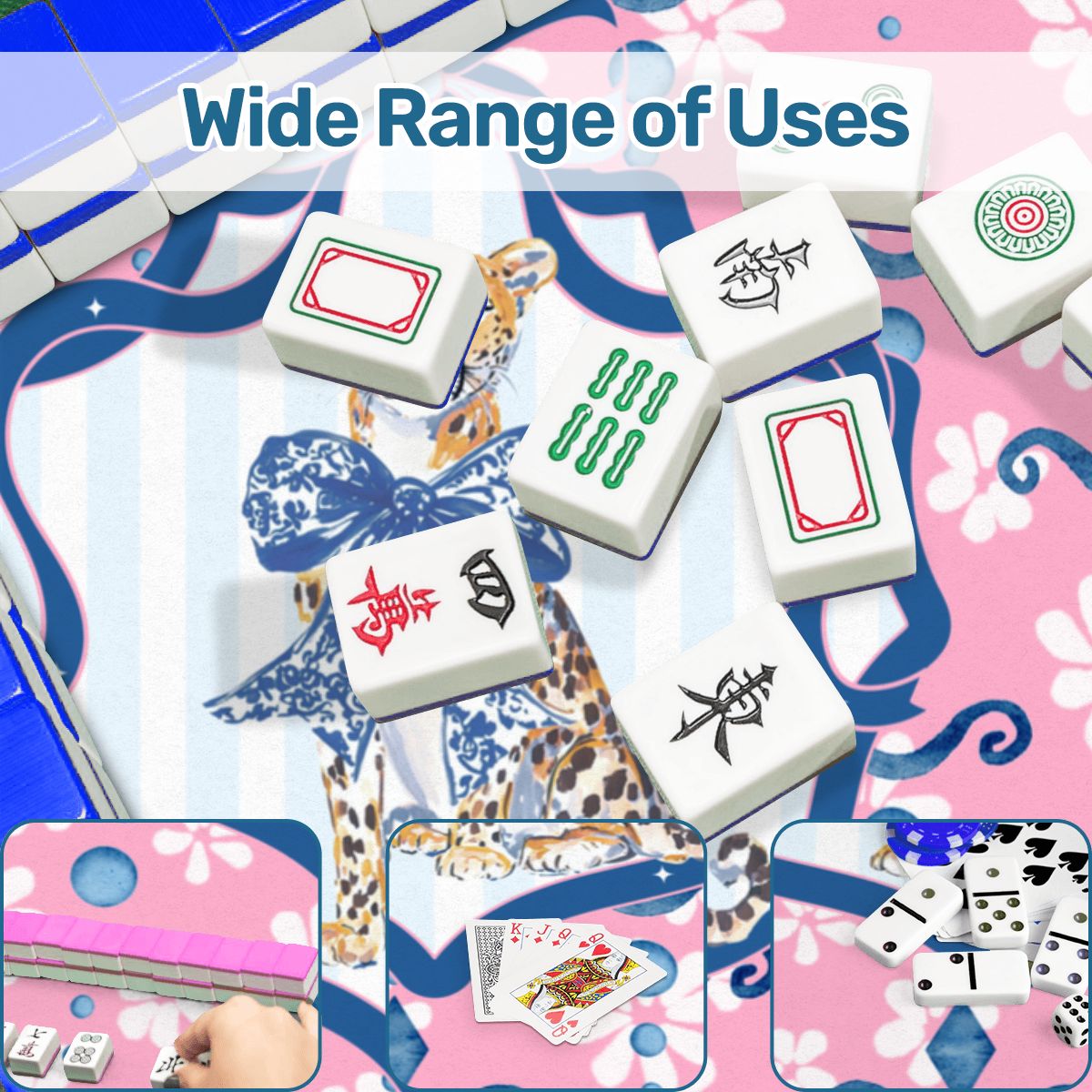 Charleston Cheetah Preppy Pink Floral Mahjong Mat