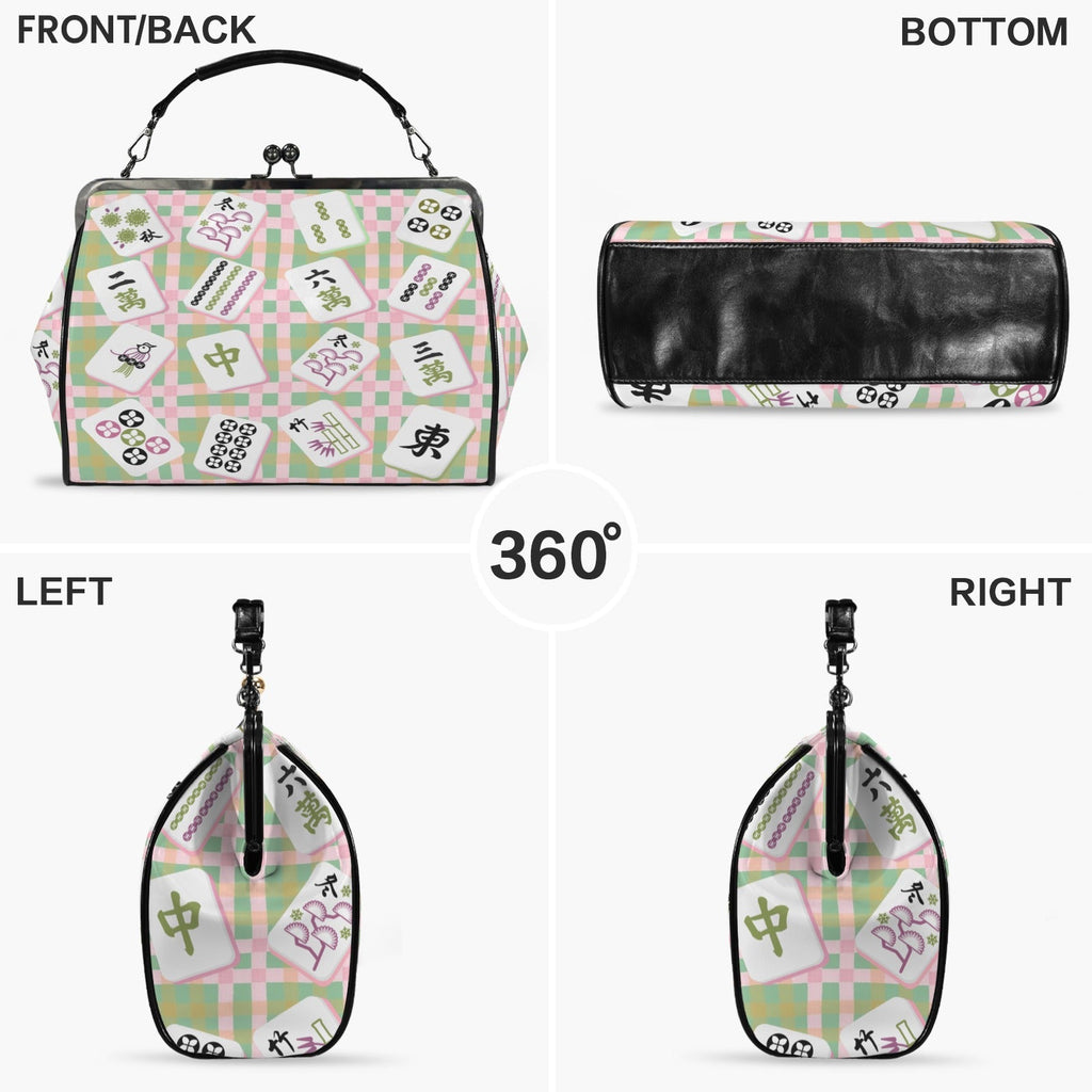 Mahjong Preppy Pastel Modern Kisslock Trendy Shoulder Bag Kisslock Crossbody Shoulder Bag