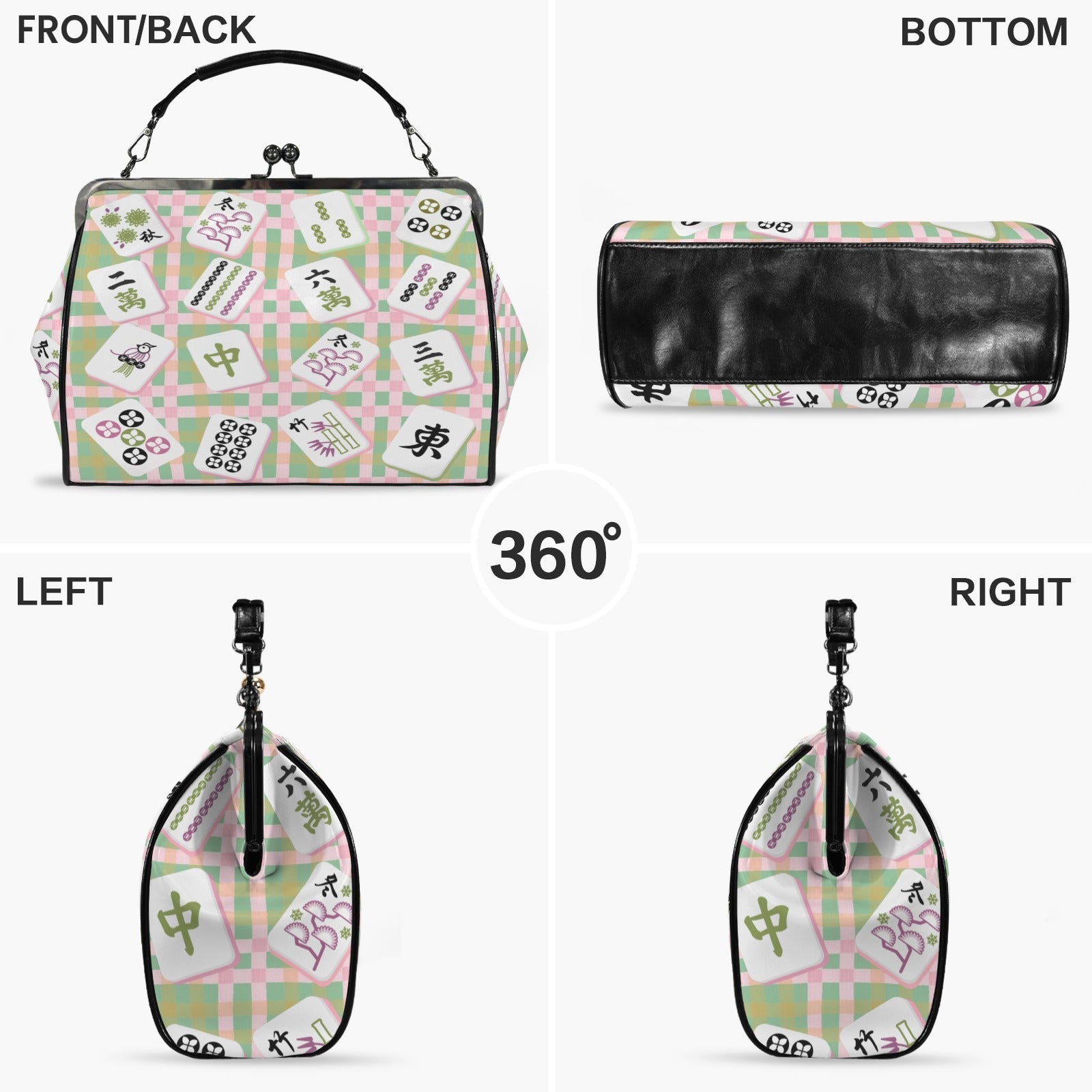 Mahjong Preppy Pastel Modern Kisslock Trendy Shoulder Bag Kisslock Crossbody Shoulder Bag