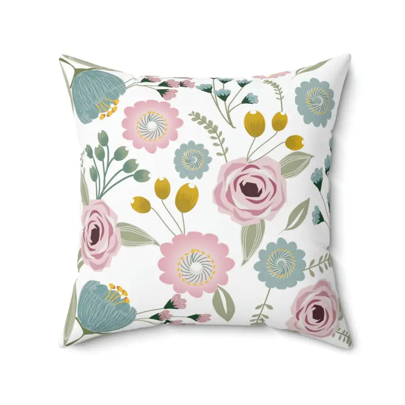 Spring Flowers Polyester Square Pillow - Vibrant Home Decor - DipaliZ