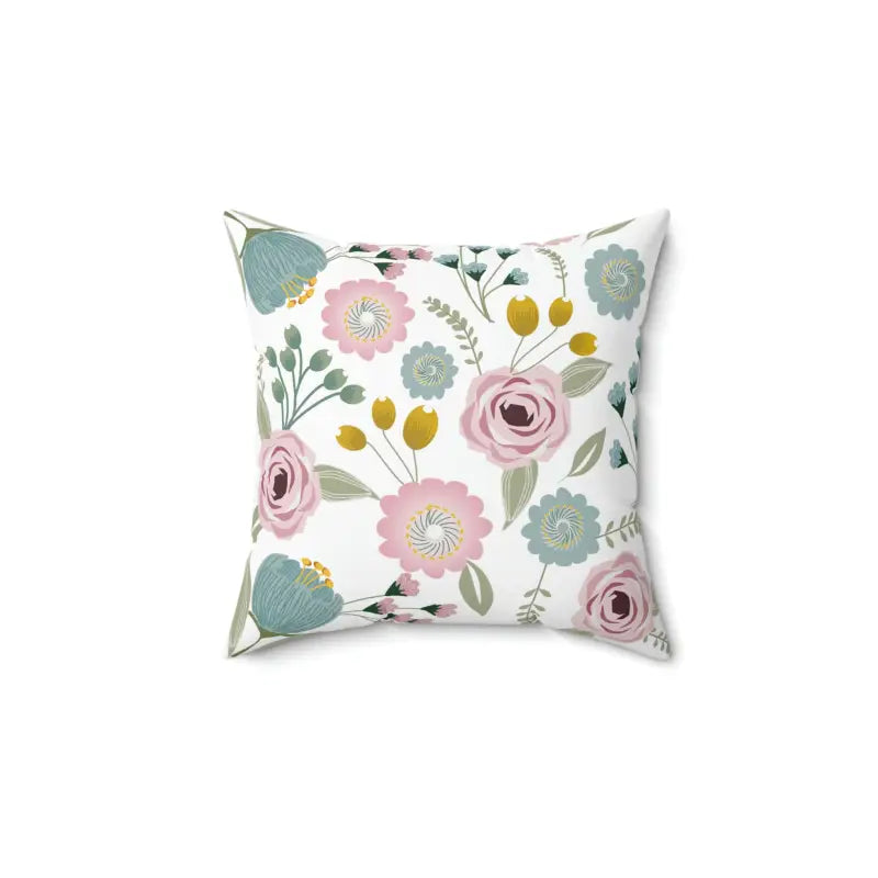 Spring Flowers Polyester Square Pillow - Vibrant Home Decor - DipaliZ