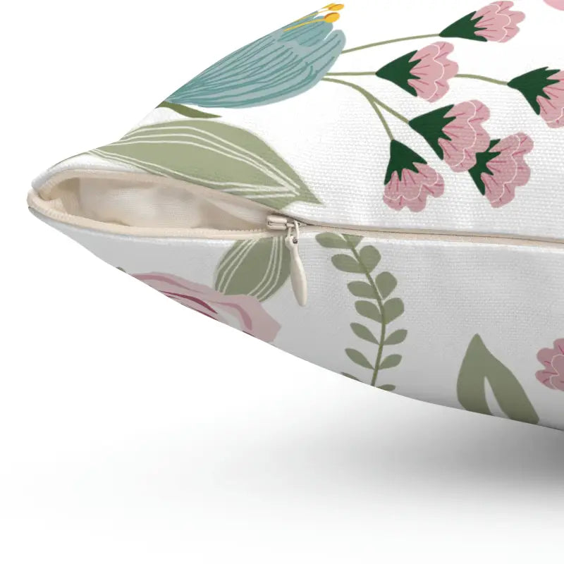 Spring Flowers Polyester Square Pillow - Vibrant Home Decor - DipaliZ