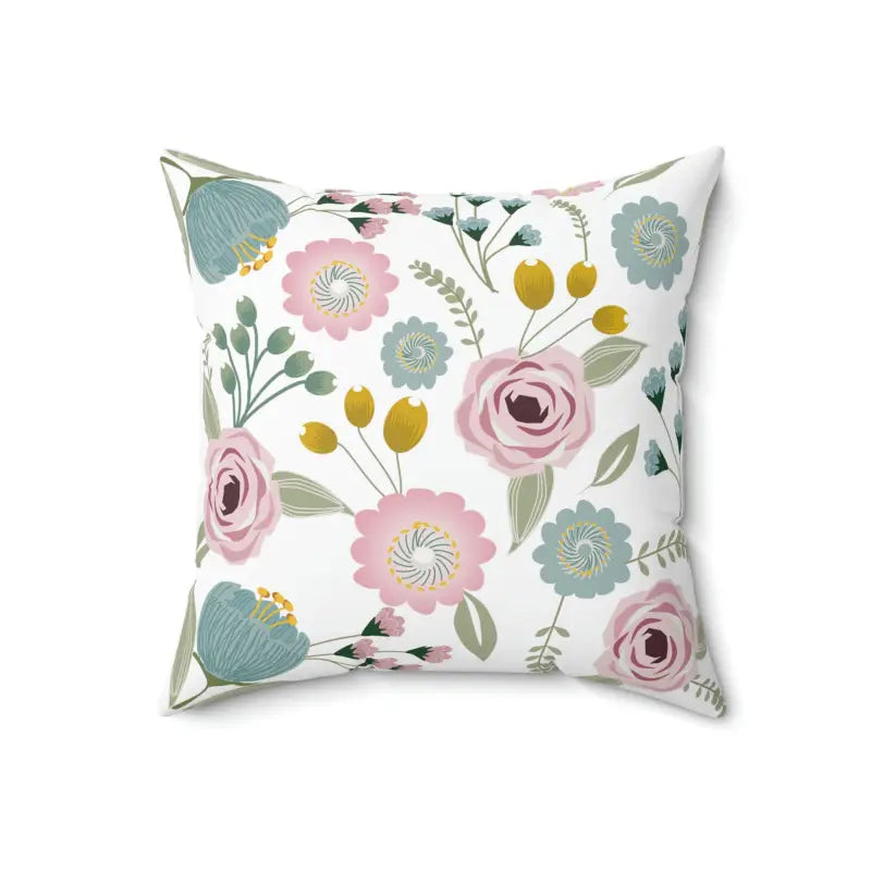 Spring Flowers Polyester Square Pillow - Vibrant Home Decor - DipaliZ
