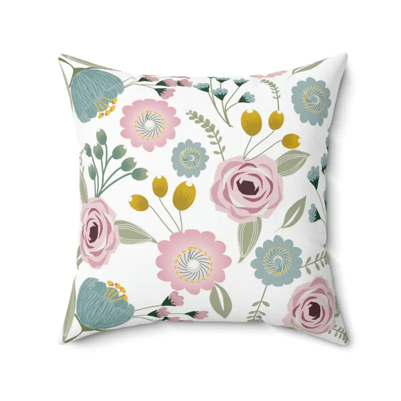 Spring Flowers Polyester Square Pillow - Vibrant Home Decor - DipaliZ
